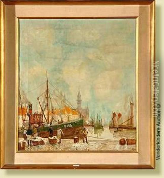 Port Anime Oil Painting - Auguste De Wever