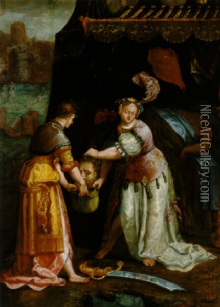 Judith Mit Dem Haupt Des Holofernes Oil Painting - Jeremias van Winghe