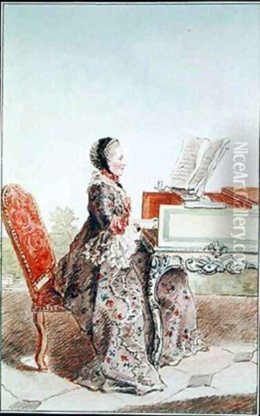 Madame de Maupassant Oil Painting - Louis Carrogis Carmontelle