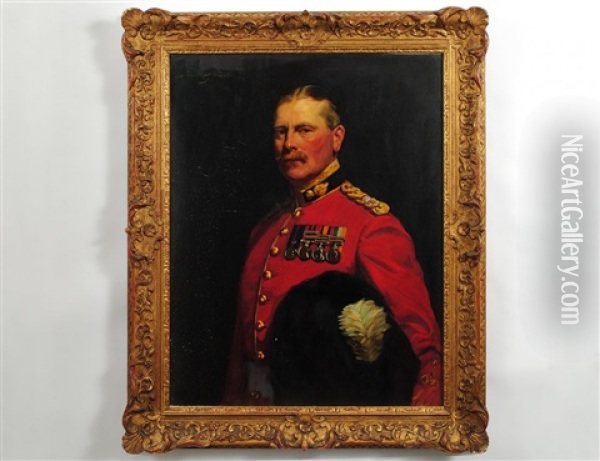Portrait Of Lt. Col. Roger Courtenay Boyle, 2nd Royal Munster Fusiliers Oil Painting - John Saint-Helier Lander