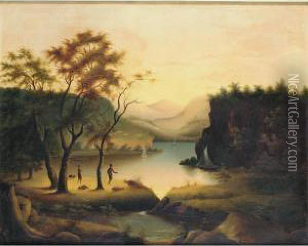 A Hudson River Landscape At Dawn Oil Painting - Thomas Chambers