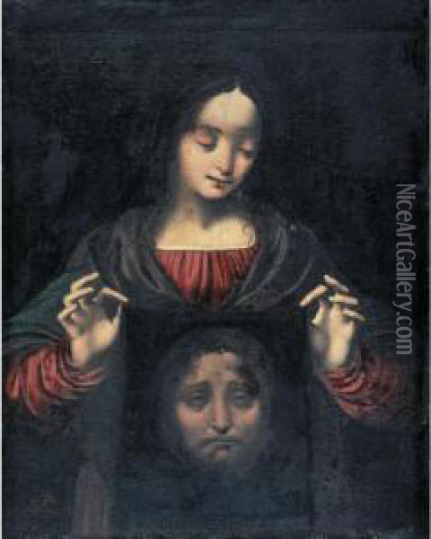 Saint Veronica With Her Veil Oil Painting - Marco d' Oggiono