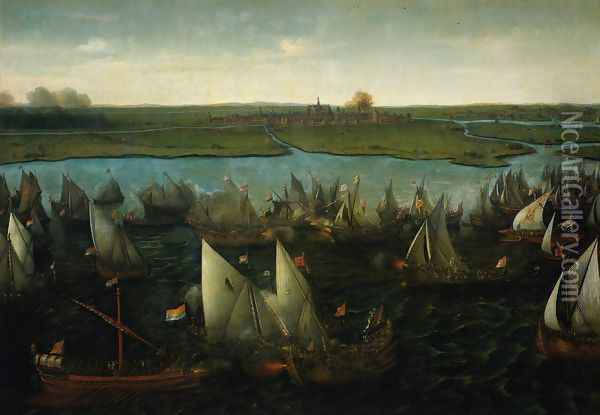 Battle of Haarlemmermeer, 26 May 1573 Oil Painting - Cornelis Hendricksz. The Younger Vroom