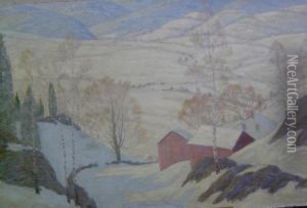 Winter Landscape Oil Painting - Walter King Stone