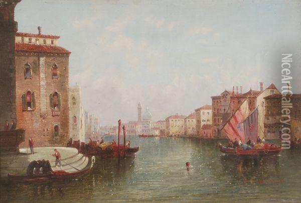 Scene On The Grand Canal, Venice Oil Painting - Alfred Pollentine