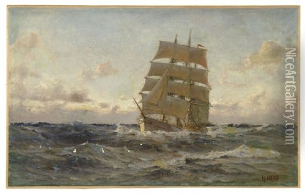 A Bark At Sea Oil Painting - Henry Enfield