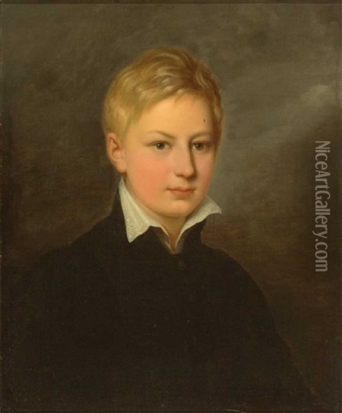Meisterliches Portrait Des Moritz Hohenthal Im Alter Von 13 Jahren Oil Painting - Otto Rethel