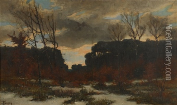 Paysage Au Crepuscule Oil Painting - Theodore Hannon