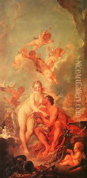 The Visit Of Venus To Vulcan Oil Painting - Francois Boucher