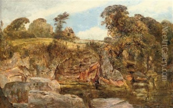 Near Roslyn Castle, Midlothian Oil Painting - William Joseph J. C. Bond