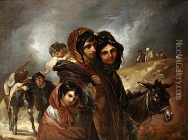 Gypsies On The Tramp Oil Painting - Thomas Barker of Bath