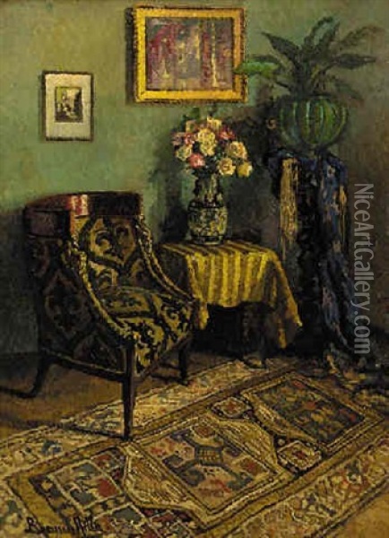 A Sunlit Interior Oil Painting - Ritta Boemm
