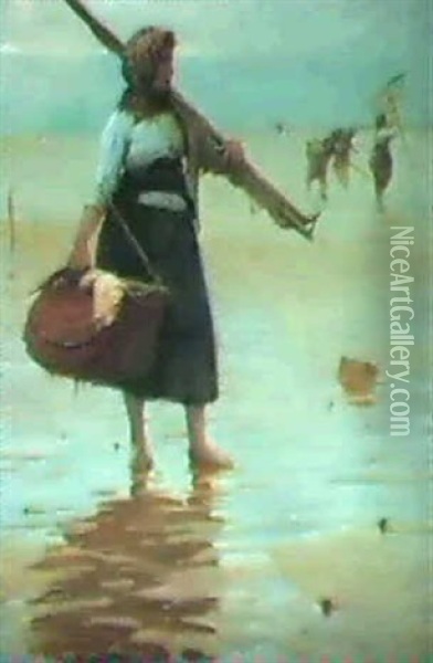 Fisherwoman By The Sea Oil Painting - Arthur Hacker