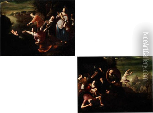 Gemaldepaar Aus Der Lebensgeschichte Moses Oil Painting - Federico Zuccari