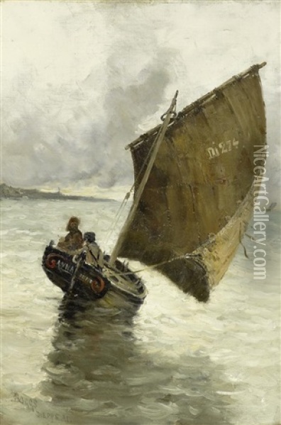 Fischerboot Auf Dem Wasser Vor Dieppe Oil Painting - Frank Myers Boggs