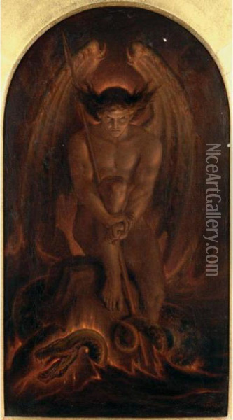 The Adversary: ''where Their Worm Dieth Not, And The Fire Is Not Quenched'' Oil Painting - Joseph Noel Paton