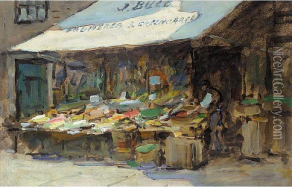 The Greengrocer's Shop Oil Painting - Terrick John Williams