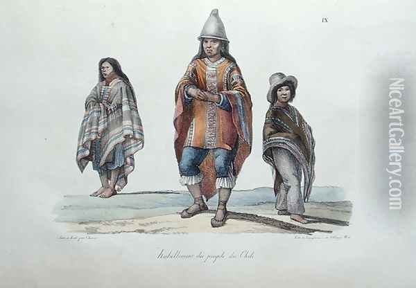 Costume of the people of Chile, from 'Voyage Pittoresque Autour du Monde', 1822 Oil Painting - Ludwig (Louis) Choris