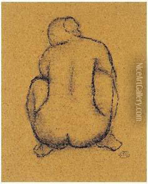 Femme Accroupie, Vue De Dos Oil Painting - Aristide Maillol