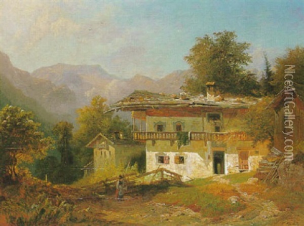 Gebirgsdorf Oil Painting - Franz Reinhold