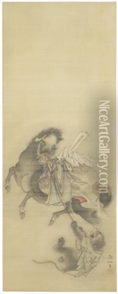 Kakejiku (vertical Hanging Scroll) Oil Painting - Sosen Mori