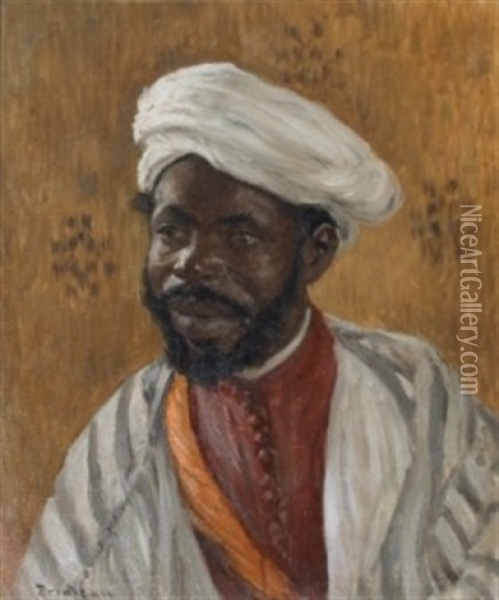 Portrait D'africain Oil Painting - Louis-Edouard Brindeau de Jarny