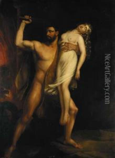 Heracles And Persephone Oil Painting - Benjamin Robert Haydon