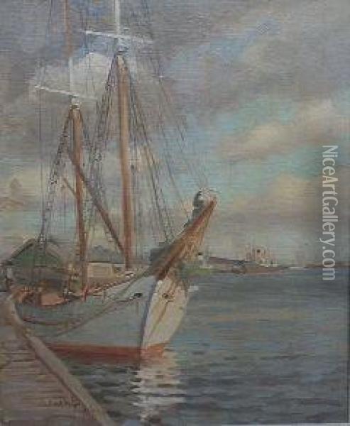 At The Dockside Oil Painting - Carlyle Jackson