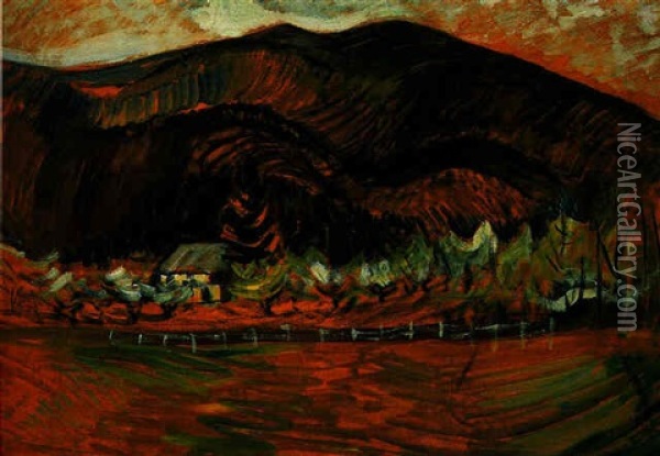 Mountains And Houses, Pemberton, Bc Oil Painting - Emily Carr