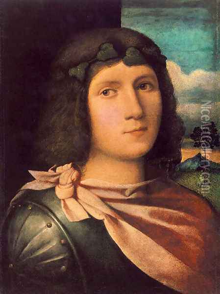 Portrait of a Young Man Oil Painting - Palma Vecchio (Jacopo Negretti)