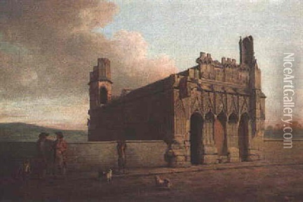 View Of Old Wakefield Bridge And King Edward's Chapel From The West Oil Painting - Philipp Reinagle