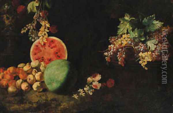 Melons Oil Painting - Giuseppe Ruoppolo