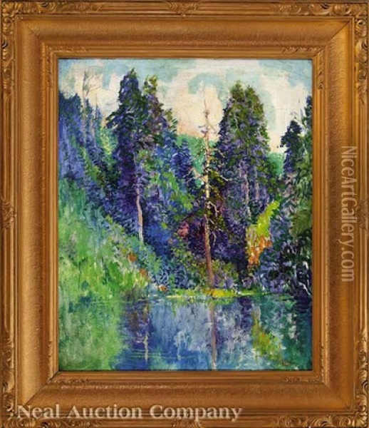 Wooded Landscape In The Great Smoky Mountains Oil Painting - Will Henry Stevens