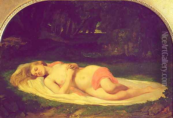 Sleeping Nymph, 1844-49 Oil Painting - Jean Baptiste Ange Tissier