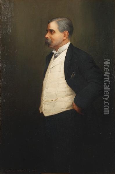 Portrait Of Godfrey Clark, Three Quarters Length With Ivory Waistcoat Oil Painting - Parker Hagarty