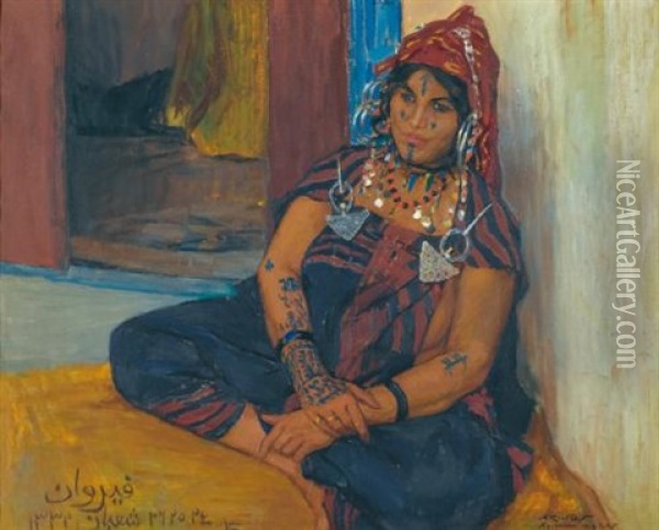 Moubaraka In Kairouan Oil Painting - Alexandre Roubtzoff