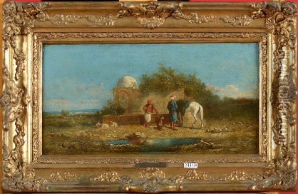 Cavalier Au Puits Oil Painting - Alexandre Gabriel Decamps