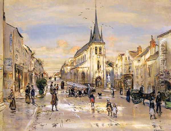 The Place Saint Jean In Nemours Oil Painting - Jean-Francois Raffaelli