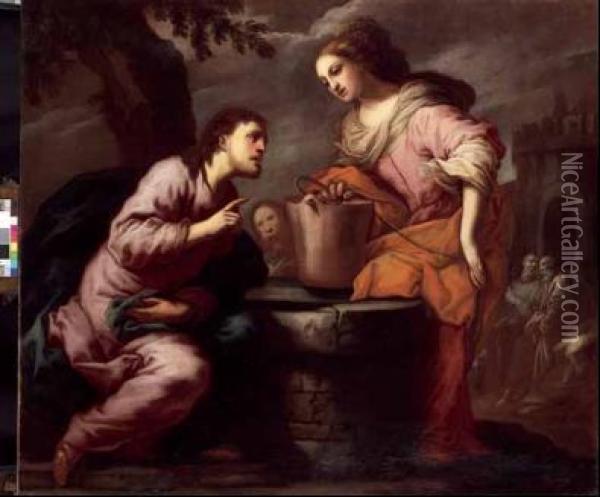 Cristo E La Samaritana Oil Painting - Antonio Zanchi