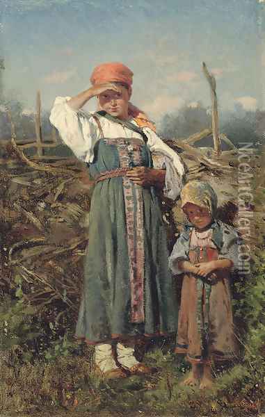 Peasant girls Oil Painting - Vladimir Egorovich Makovskii