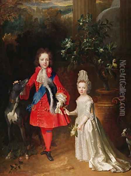 Prince James Francis Edward Stuart and Princess Maria Theresa Stuart Oil Painting - Nicolas de Largilliere