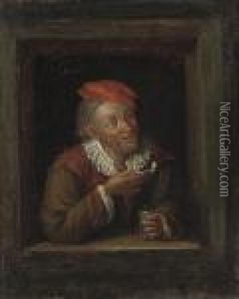 A Peaceful Smoke Oil Painting - Gerrit Dou