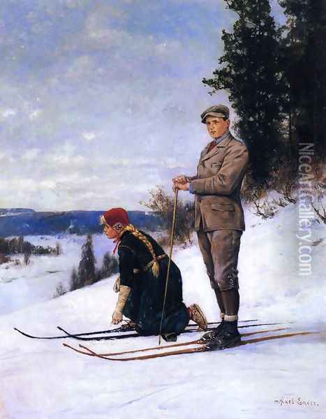 Cross Country Skiing Oil Painting - Axel Ender