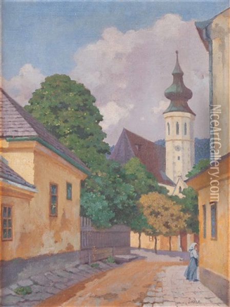 Ansicht Von Grinzing Mit Pfarrkirche Oil Painting - Robert Skala