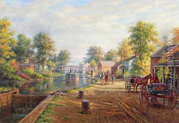 Scene along Delaware and Hudson Canal Oil Painting - Edward Lamson Henry
