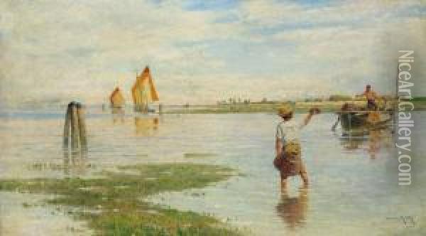 Fischer In Der Lagune Oil Painting - Henry Raschen