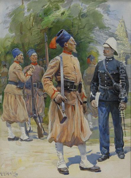 Samtalande Soldater Oil Painting - Alphonse Lalauze