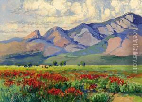 New Mexican Landscape Oil Painting - Franz S. Frank Strahalm /