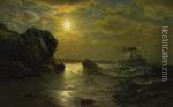 Moonrise, Narragansett Oil Painting - James Gale Tyler