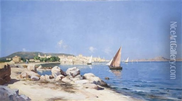 Vue De L'ile Rousse, Corse Oil Painting - Joseph Garibaldi